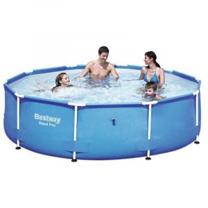 Bestway &ndash; Piscine tubulaire Steel-Pro 305 &ndash; Dimensions 305 x 76 cm &ndash; Capacit&eacute; 4678 L &ndash; Mat&eacute;riau Tritech anti-corrosion