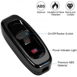 Lot de 1 Interrupteurs de Cordons En Ligne, interrupteur lampe de chevet, Interrupteur &Agrave; Bascule, Interm&eacute;diaire ON/OFF, AC 250 V 10 A pour table de