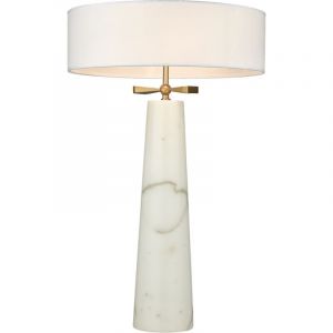 Bow Lampe de table à 2 lumières avec abat-jour rond en laiton, E27 - Cosmo