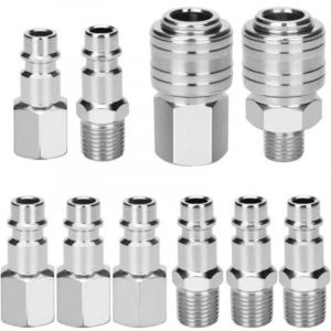 10 PCS Raccords de compresseur 1/4"BSP Raccord Rapide Pneumatique Européen Coupleur pneumatique d'air kit compresseur accessoire d'air tuyau air