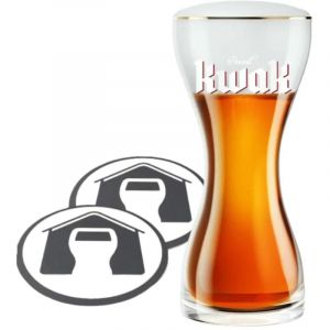 Pauwel Kwak - Verre &agrave; bi&egrave;re 33 cl avec support + 2 tapis anti-gouttes - Produit officiel GarageBar