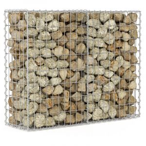 Randaco Gabion Gabions en pierre 100x80x30cm panier en pierre galvanis&eacute; &agrave; chaud avec 4 crochets pour mur en gabions et brise-vue