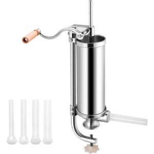 Poussoir &agrave; Saucisse Verticale Manuel en Acier Inoxydable,Machine &agrave; Saucisse Professionnelle avec 4 Tubes (15mm, 19mm, 22mm, 25mm) pour Cuisine