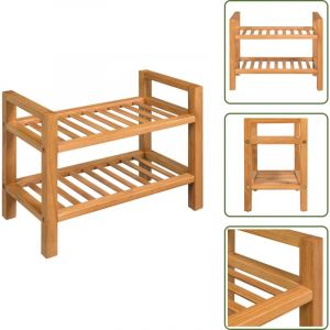 Tag&egrave;re &agrave; chaussures avec 2 &eacute;tag&egrave;res 50x27x40 cm Ch&ecirc;ne massif - &Eacute;tag&egrave;re &agrave; Chaussures - Rangement Chaussures - Meuble Entr&eacute;e - Rangement Int&eacute;rieur