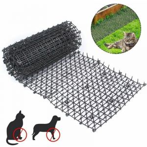 Enowelir Tapis anti-chat avec maille barbel&eacute;e jardin anti-chien chat animal de compagnie en plastique anti-coup de poignard animal de compagnie noir