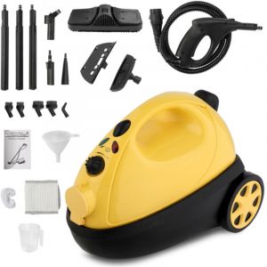 Nettoyeur vapeur multifonction VSC28B avec 19 accessoires, r&eacute;servoir 1.2L, balai vapeur portable 1500W jaune