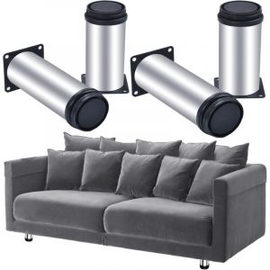 4 pcs Pieds de Meubles Pieds de Table Pieds de Bureau En Acier Inoxydable Réglable Ronde Meubles Pied Meubles Socle Cabinet Canapé Plinthe Chrome
