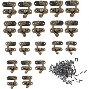 20 Pi&egrave;ces Fermoir Boite en Bois, Fermoir pour Coffre en Bois, Loquet Crochet Fermoirs &agrave; Coffre, Loquet Crochet Bronze, pour Bo&icirc;te en Bois Bo&icirc;te &agrave;