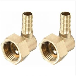 YMYNY Raccord Cannel&eacute; Tuyau Laiton Coude 10mm x G1/2 Connecteur Tuyau Femelle &agrave; &eacute;crou Pivotant pour Eau Carburant Air Paquet de 2