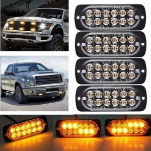 Feu stop stroboscopique de voiture à 6 led - Barre lumineuse de véhicule 12V-24V - Gyrophare clignotant de sécurité pour voitures, véhicules