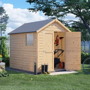 Abri de jardin bois Bertilo Blockhaus 19mm avec plancher 4,32m&sup2; naturel