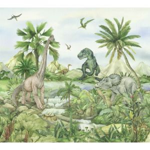Sanders&sanders - papier peint panoramique dinosaures vert