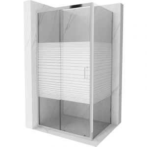 Mexen - Apia cabine de douche coulissante 115 x 90 cm, bandes, chrome - 840-115-090-01-20