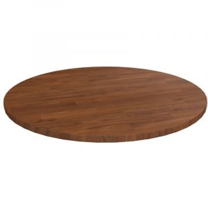 Dessus de table-Plateau de Table de Remplacement rond Marron fonc&eacute; &Oslash;50x1,5cm Ch&ecirc;ne massif trait&eacute; 591688
