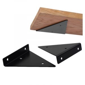 Etagere Murale Fixation Invisible 17cm, 2 Pièces Triangle Équerre Étagère Support Invisible Etagere Support d'étagère Invisible en Métal- Noir Avec