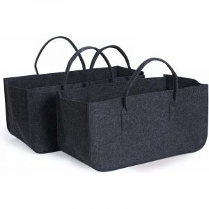 Sac Porte B&ucirc;ches, 2pcs Panier &agrave; B&ucirc;ches de Chemin&eacute;e, Panier &agrave; bois de Chauffage, Sac de Rangement pour Journaux, Paniers