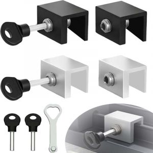 4 Pi&egrave;ces Verrou Baie Coulissante, R&eacute;glable Fermeture Baie Coulissante Verrou Porte Coulissante, But&eacute;e de Serrure de Porte et Fen&ecirc;tre R&eacute;glable avec