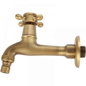 G&eacute;n&eacute;rique Antique Robinet En Laiton Poign&eacute;e Lessive Salle De Bains Montage Mural Lave-linge Robinet Ext&eacute;rieur Jardin Tuyau Simple Robinet Froid Long