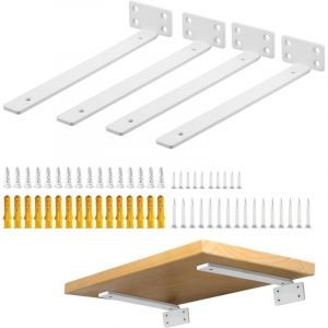 4 Pi&egrave;ces Supports d' &Eacute;tag&egrave;re Flottants Mural, Large &Eacute;ventail d'Applications, Equerre Etagere Murale Durable/Pratique, 25 x 4 x 6.5 CM, Blanc