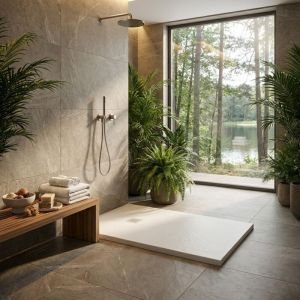 Receveur de douche Basic effet pierre - Dimensions : 130x70 cm