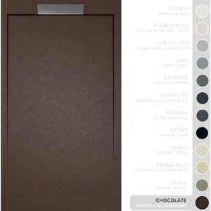Soulbath - Receveur de Douche - R&eacute;sine - Gel Coat - Texture Lisse/Pierre - chocolat - Antid&eacute;rapant- 90X70 Extra plat 3cm- Conception &Eacute;l&eacute;gante