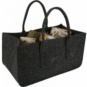 ZVD - 1Pcs Sac à Buche Sac en Feutre Bois Panier à Bûches Bois Sac de Rangement pour Buche Gris Foncé 50x25x25CM