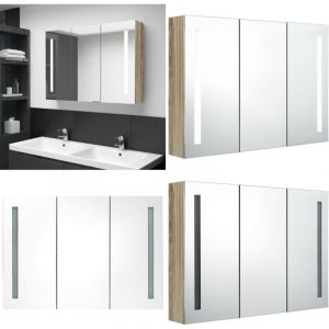 Vidaxl - Armoire de salle de bain &agrave; miroir led 89x14x62 cm ch&ecirc;ne - Meuble De Salle De Bain - Armoire De Salle De Bain - Armoire &agrave; Pharmacie