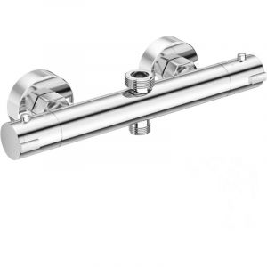 Mitigeur douche thermostatique anti‑br&ucirc;lure &ndash; Double sortie G3/4" + G1/2" &ndash; Temp&eacute;rature stable, Chrome