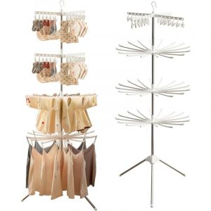 &Eacute;tendoir &agrave; linge, &eacute;tendoir &agrave; linge d'int&eacute;rieur, &eacute;tendoir &agrave; linge de balcon, pliable (48 pinces + 32 cintres)