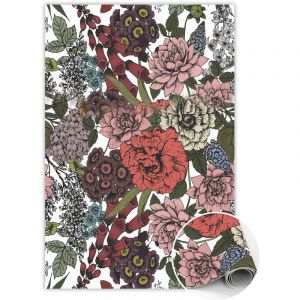 Tapis Vinyl pvc Antid&eacute;rapant pour Chambre et Cuisine - Fleurs diverses - 80x120 cm