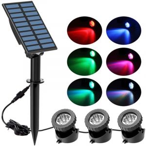 Lumi&egrave;res solaires de bassin,LED &eacute;clairage sous-marin, &eacute;clairage &eacute;tanche, capteur de lumi&egrave;re haute luminosit&eacute; pour bassin/jardin/ext&eacute;rieur
