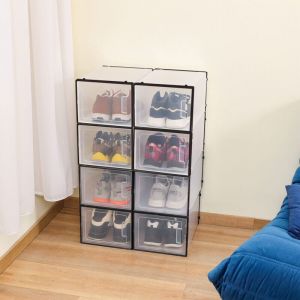 &Eacute;tag&egrave;re &agrave; chaussures pliable, rangement pour chaussures, bo&icirc;tes &agrave; chaussures en plastique, peu encombrante, bo&icirc;te de rangement pour baskets empilable