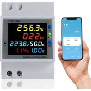 WiFi Compteur d'&Eacute;nergie Monophas&eacute;,AC 40-300V 100A Compteur Electrique 1 phas&eacute; Wattm&egrave;tre Rail DIN M&egrave;tre Watt KWh Voltm&egrave;tre Amp&egrave;rem&egrave;tre Avec &Eacute;cran LCD,