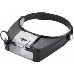 Bandeau Loupe Horloger Mains Libres Loupe avec Lumière Casque Loupe Grossissante avec LED Lumière, pour Horloger, Bijoutier, Lecture