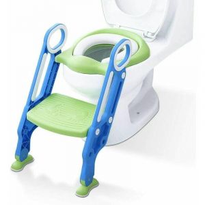 Reducteur de Toilette avec échelle Marches, Siège de Toilette Pour Bébés anti-dérapant, robuste, pliable et réglable, Réducteur de WC pour enfants