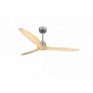 Purline - Tenerife de KlassFan - Super destratificateur et ventilateur dc 166 cm Chrome pales bois clair sans Lumi&egrave;re 30 &agrave; 60 m&sup2;