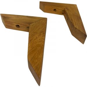 Equerre en Bois Teck Massif - 25x125x170mm - Fixation pour Etag&egrave;re Murale