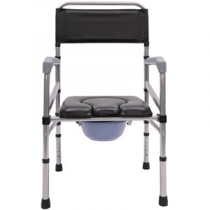Chaise perc&eacute;e quatre en un (avec accoudoirs et dossier), si&egrave;ge de toilettes sur&eacute;lev&eacute; r&eacute;glable, chaise de douche pliante antid&eacute;rapante, capacit&eacute; de