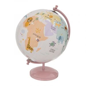 Globe Terrestre Enfant Animaux 28cm Rose
