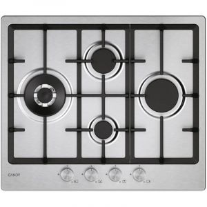 Candy Moderna CHG6D4WTX Cuisini&egrave;re &agrave; gaz encastrable en acier inoxydable de 59,5 cm &agrave; 4 br&ucirc;leurs
