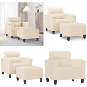 Vidaxl - Fauteuil avec repose-pied Beige 60 cm Tissu microfibre - Canap&eacute; Relax - Fauteuils Confortables - Mobilier Salon - Chaise Lounge - Meuble