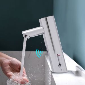 Robinet de salle de bain infrarouge avec capteur Robinet de salle de bain automatique Robinet mitigeur sans contact pour lavabo Robinet mitigeur &agrave;