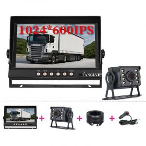 Cam&eacute;ra de surveillance int&eacute;rieure/ext&eacute;rieure, cam&eacute;ra de recul sans fil 2,4 GHz, &eacute;cran LCD 9 pouces pour camions, bus, camping-cars, remorques,