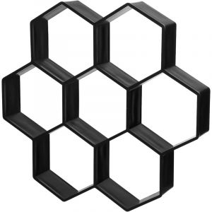 DOITOOL Moule &agrave; Pav&eacute; Hexagonal en Plastique Noir Moule de Sol DIY pour B&eacute;ton R&eacute;utilisable pour All&eacute;e et Jardin Outil de Ma&ccedil;onnerie pour Cr&eacute;ation de