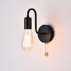 R&eacute;tro Luminaire Applique Murale Avec Interrupteur &agrave; Tirette Style Industriel Vintage Edison Lampe Douille E27 pour D&eacute;coration de Maison, Bar,