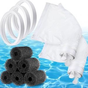 Sac de rechange en nylon &agrave; fermeture &eacute;clair (pour Polaris 280 et 480 uniquement) + roue de secours en caoutchouc souple + brosse en mousse pour queue