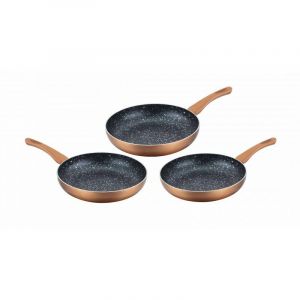 Lot de 3 Po&ecirc;les en pierre 20 24 28cm Induction cuivre Cenocco CC2001-COP - Cuivre