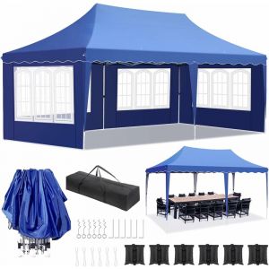 Liferun - Tonnelle Pliante 3x6 m Imperméable, Tonnelle de Jardin avec 4 Parois Latérales, Tente de Jardin avec 12 Clou Moulu 6 Cordes et 6 Sacs de