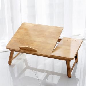 Wyctin - Hofuton Plateau Réglable pour Ordinateur Portable de Lit Lapdesk en Bambou, Table d'Ordinateur Portable Pliante Portable avec Tiroir,