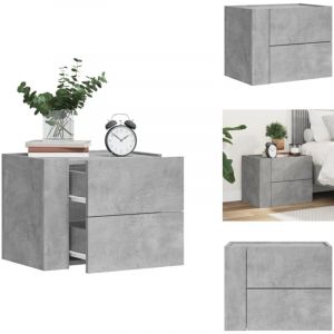 Table de chevet murale gris béton 45x30x35 cm - Table De Chevet Murale - Meuble De Chambre - Armoire Suspendue - Rangement Mural - Table De Nuit